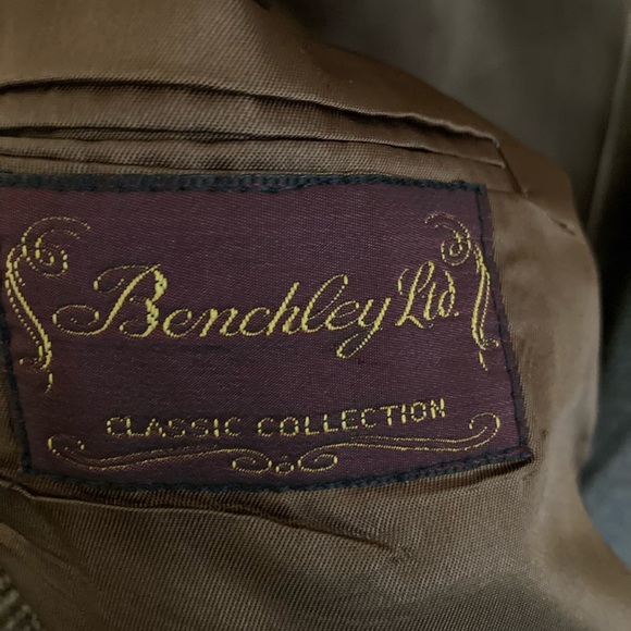 Vintage Benchley Limited Classic Wool Tweed Blazer Leather Wrapped Buttons - Picture 8 of 8